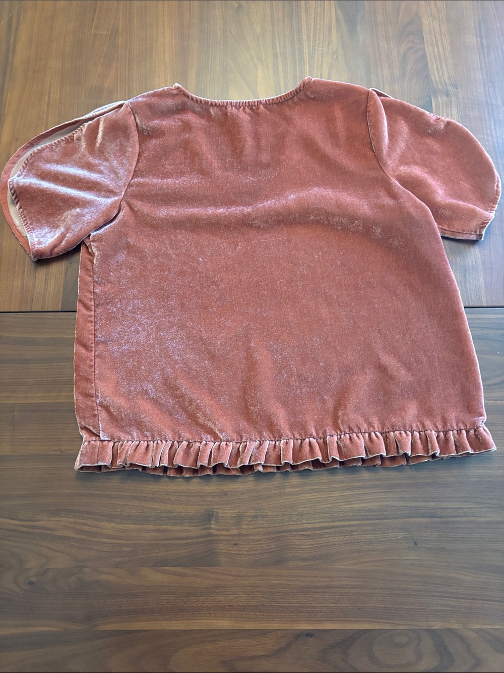 Madewell Velvet V-Neck Ruffle Hem Top - Rust - Picture 2 of 4